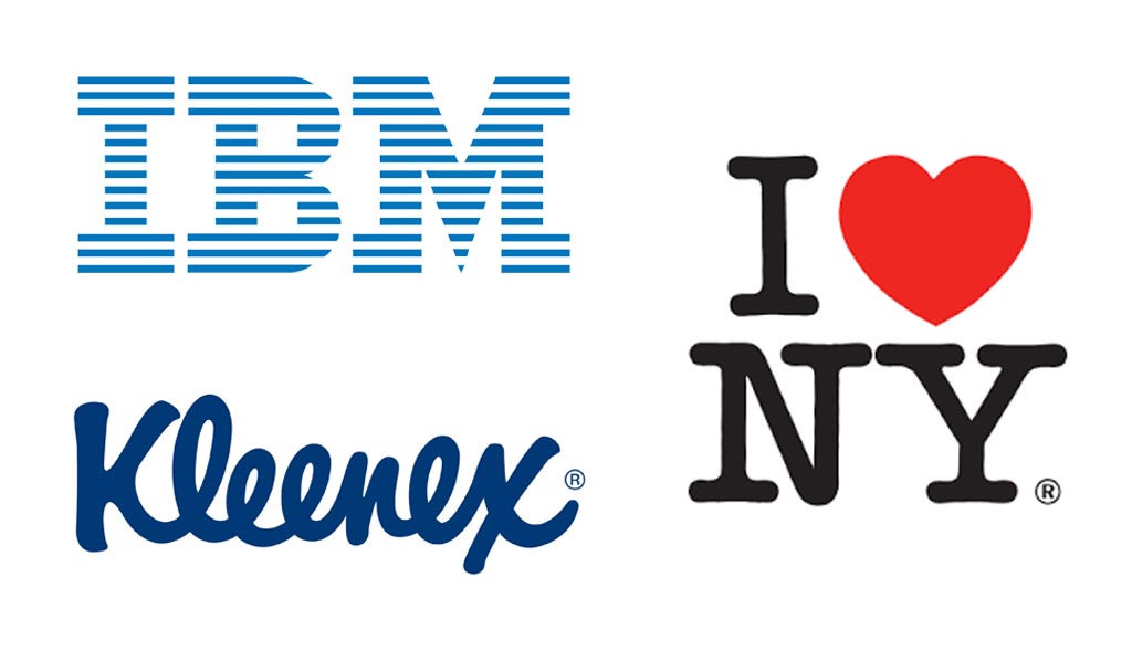 Nascita del logo moderno come ad esempio IBM, Kleenex e I love NY.