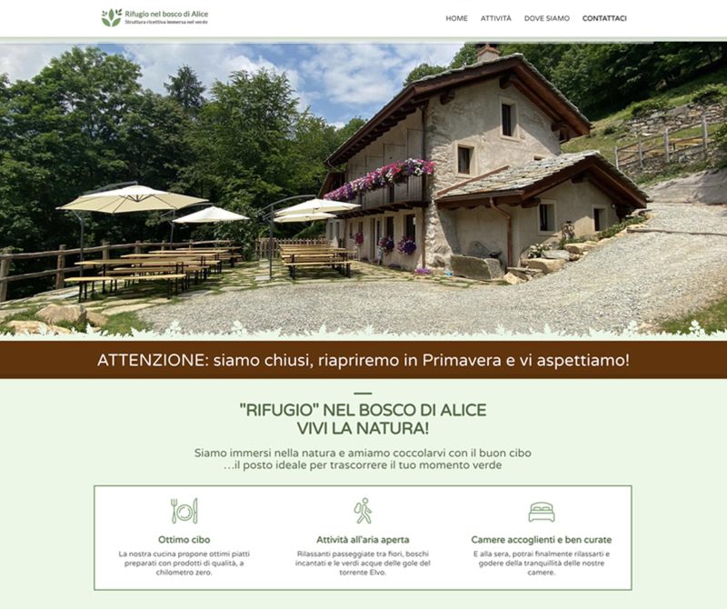 Home del sito web Rifugio nel bosco di Alice